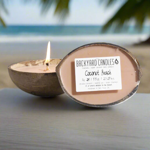 Backyard Candles 5.5oz Coconut Shell Candle- Coconut Beach