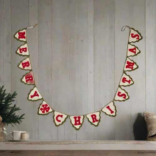 Tag Ltd. merry christmas wool applique felt banner garland - multi