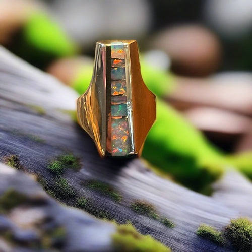 Custom Made Opal And 14K Yellow Gold Ring