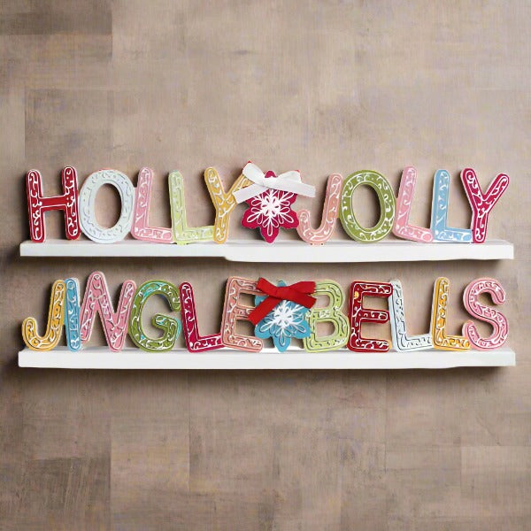 Youngs Inc. WOOD COLORFUL CHRISTMAS TABLETOP SIGN