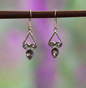 Hand Crafted Amethyst Earrings Set In Sterling Silver
