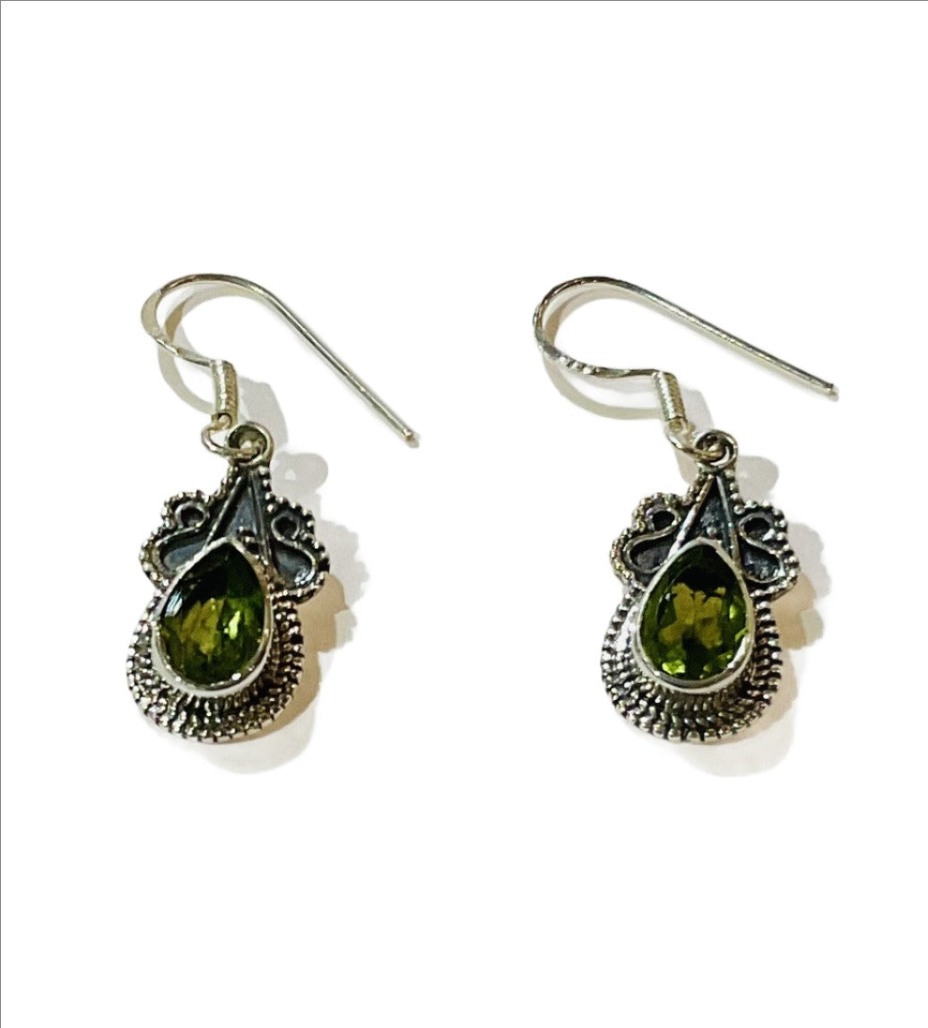 Bali Style Peridot Earrings Set In Sterling Silver Media 1 of 1