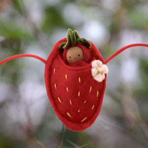 Fairy Shadow Red Strawberry Baby Necklace- Tan