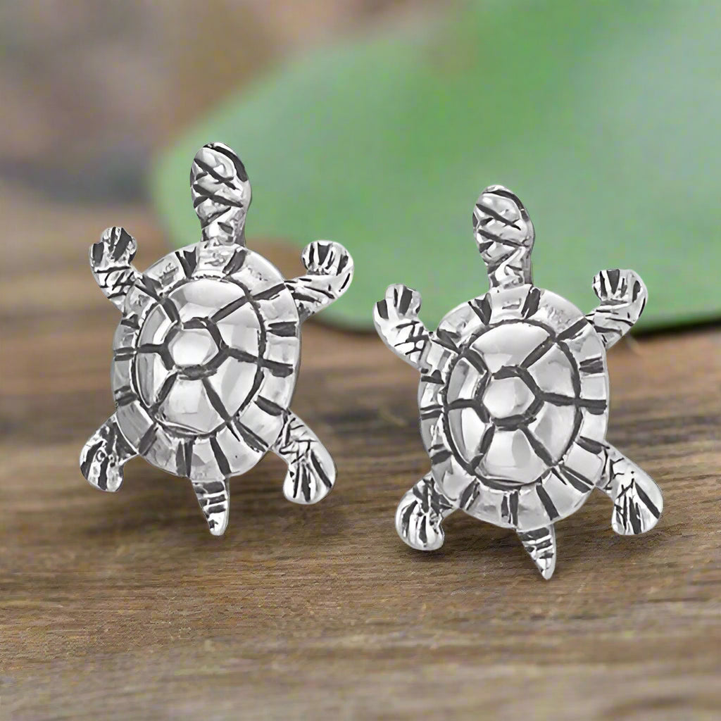 Tiger Mountain Jewelry Tropical Turtle Sterling Silver Studs- E3765