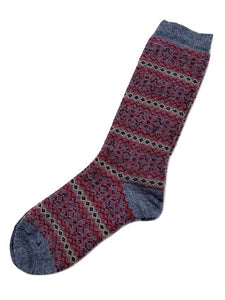 Tey-Art Alhambra Striped Alpaca Socks- Charcoal, Size Medium