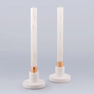 Kapula White On White Candle- Pair of 9" Tapers
