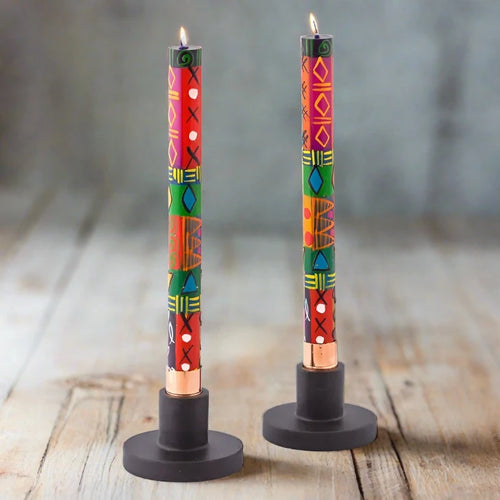 Kapula Multi Color Ethnic Candle-Pair of 2 9