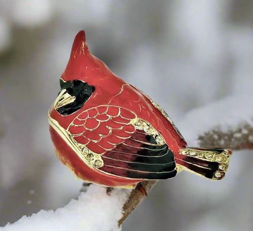 Kubla Crafts Bejeweled Cardinal Trinket Box