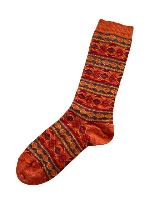 Tey-Art Aztec Alpaca Socks-Orange Zest
