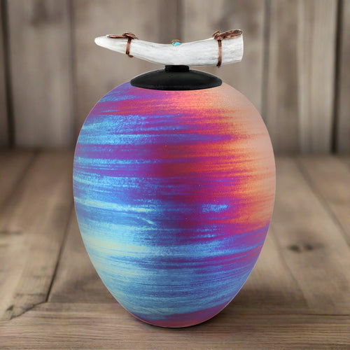 Raku Potteryworks Medium Dream Jar with Antler Lid