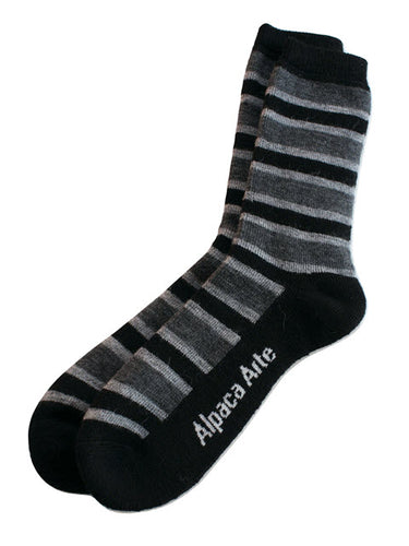 Tey-Art ORIGINAL STRIPE ALPACA SOCK-Black