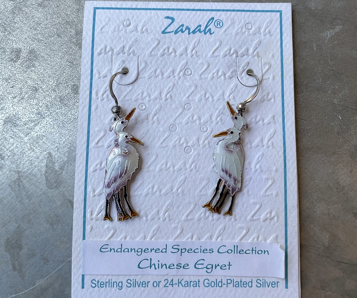Zarah Jewelry Sterling Silver Chinese Egret Earrings
