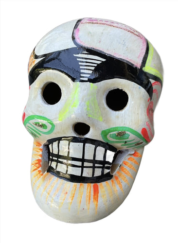 Sugar Skull Double Fired Ceramic Mexico Folk Art Day of the Dead-Small,White