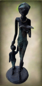 Kofi Awudu Lost Wax Bronze Sculpture- Mother with Child