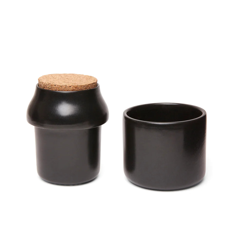 ikkerland Ceramic Herb Grinder + Jar Large Black