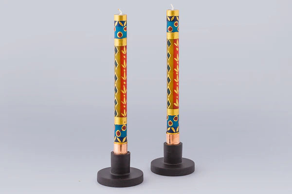 Kapula African Mineral Painted Candles-Pair of 9