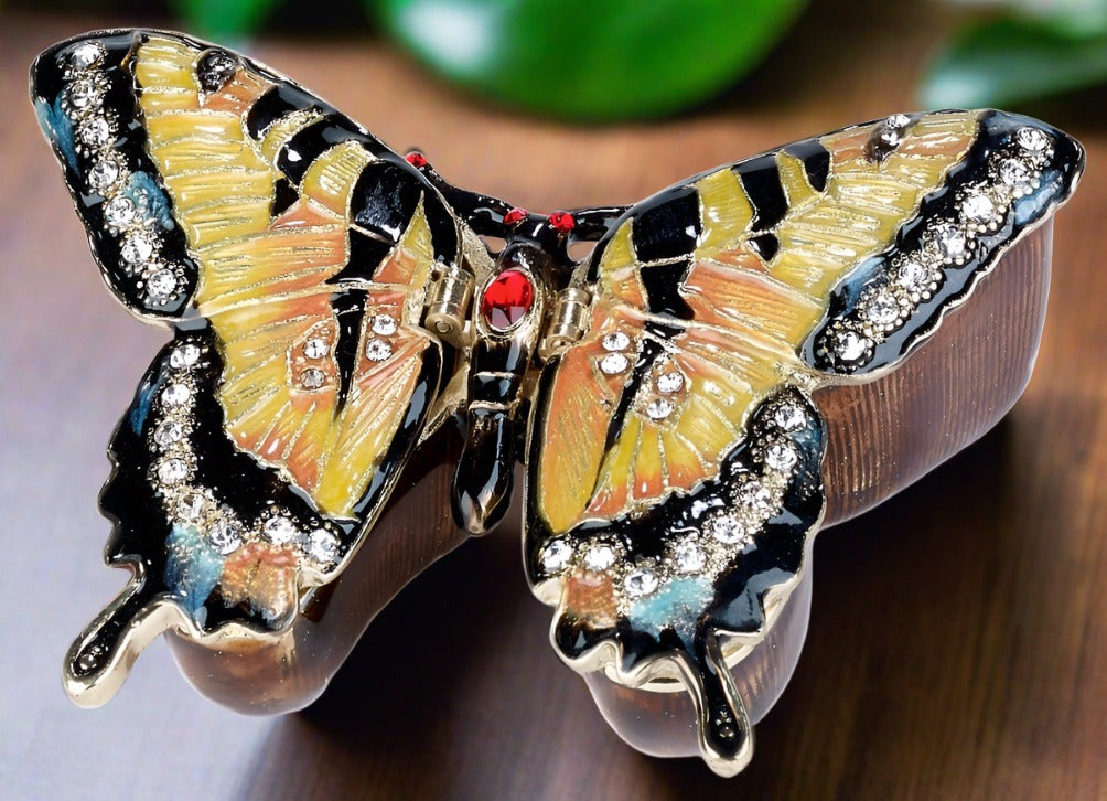 Kubla Crafts Bejeweled Butterfly Trinket Box
