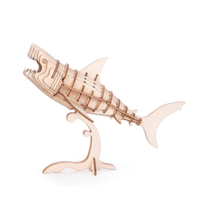 kikkerland Shark 3D Wooden Puzzle