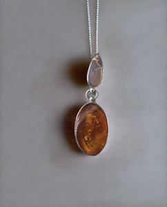 Hand Crafted Baltic Amber Pendant Set In Sterling Silver
