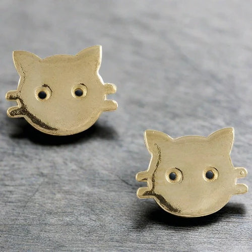 Tomas Gold Plated Cat Face Studs-20445