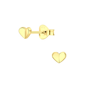 Tomas Creased Heart Studs - Gold-21321G