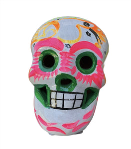 Sugar Skull Double Fired Ceramic Mexico Folk Art Day of the Dead-Small, White