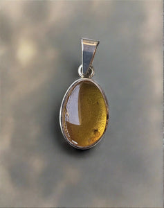 Hand Crafted Lemon Amber Pendant Set In Sterling Silver