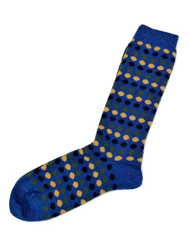 Tey-Art Polka Dot Alpaca Socks- Blue