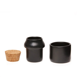 ikkerland Ceramic Herb Grinder + Jar Small Black