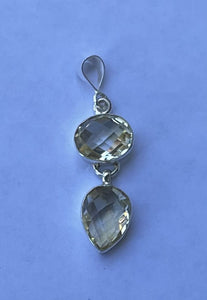 Two-Drop Citrine Pendant Set In Sterling Silver