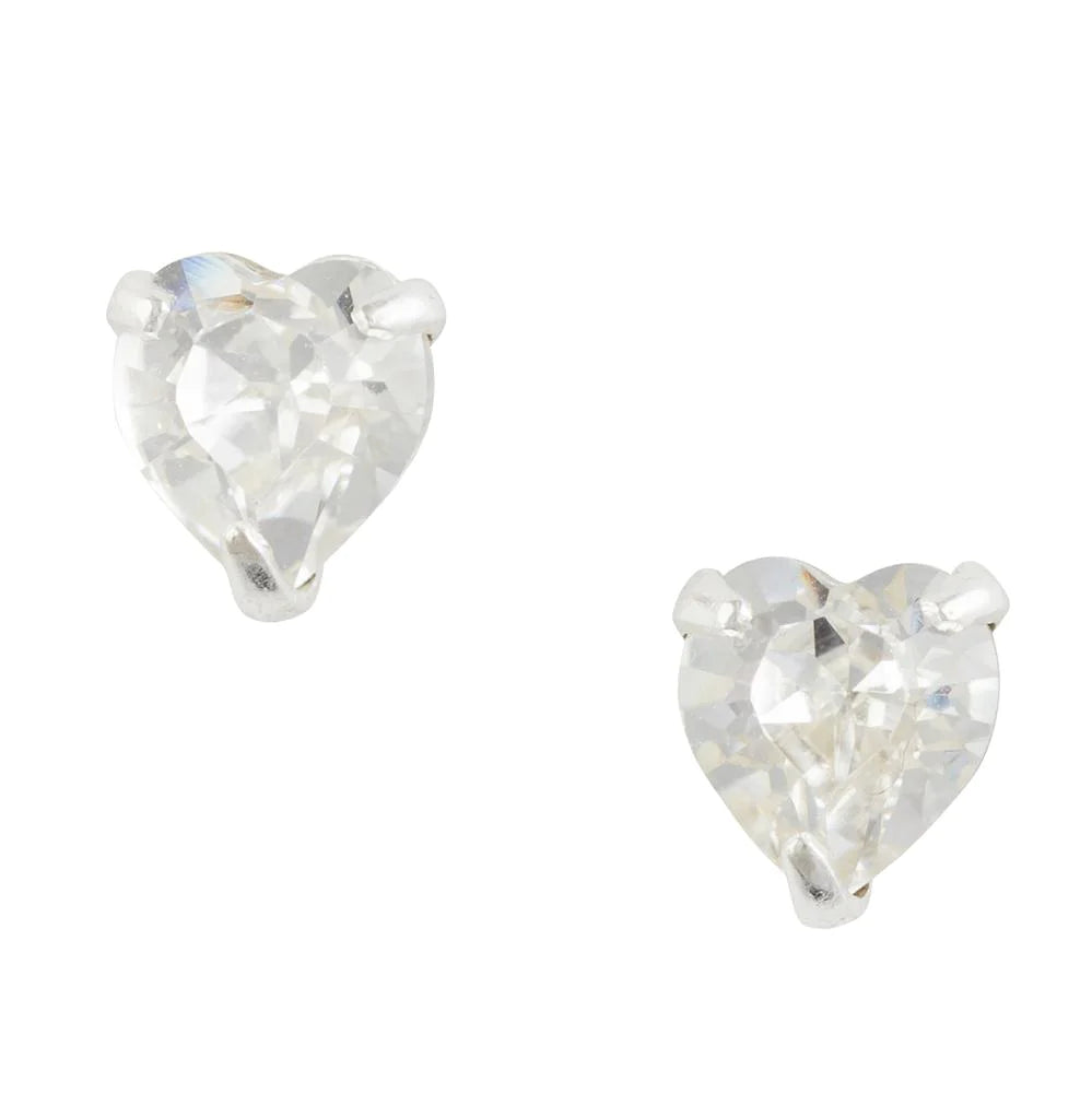 Tomas Crystal Heart Studs - Clear-20014