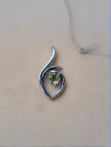 Sterling Silver Open Style with Round Citrine Pendant