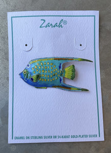 Zarah Jewelry Sterling Silver Fish Brooch