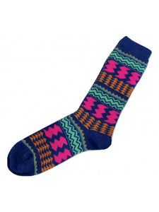 Tey-Art Zany Stripe Alpaca Socks-Blue