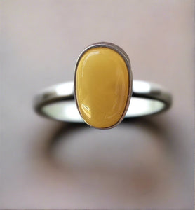 Hand Crafted Butter Baltic Amber Ring In Sterling Silver- Size 9