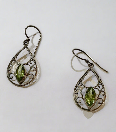 Peridot Earrings Set In Sterling Silver