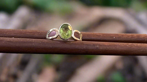 Hand Crafted Oval Peridot Ring Set In Sterling Silver-Size 8 Media 1 of 1