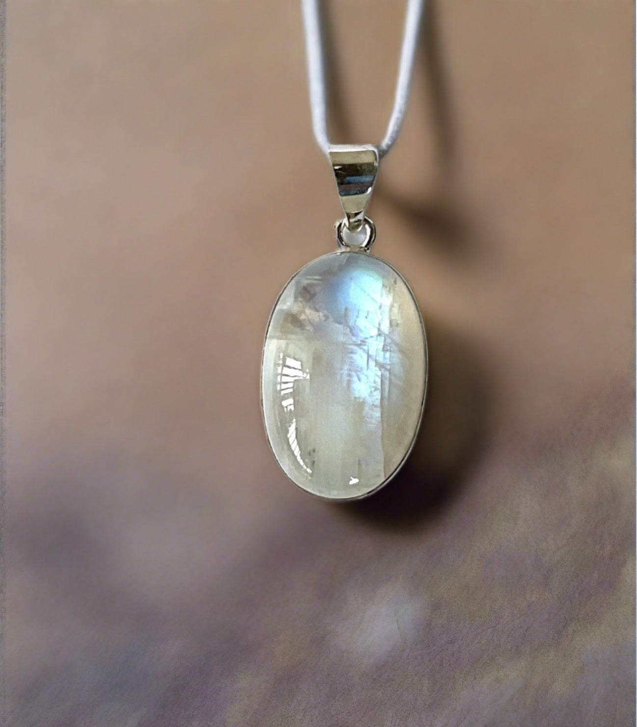 Oval Moonstone Pendant Set In Sterling Silver Media 1 of 1