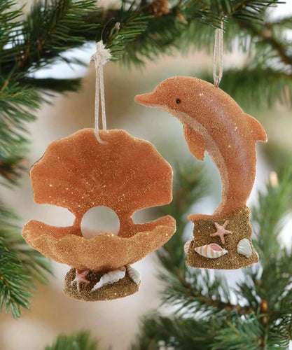Kurt S Adler Sand Sculpted Dolphin or Shell Ornament