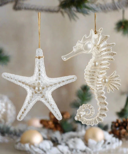 Kurt S. Adler Glittered Sea Horse Or Starfish Ornaments