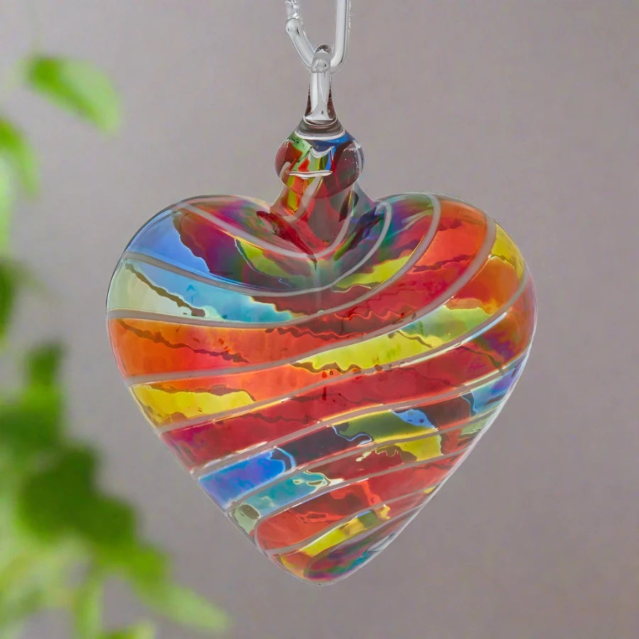 Glass Eye Studio Artisan Heart-Rainbow Cane