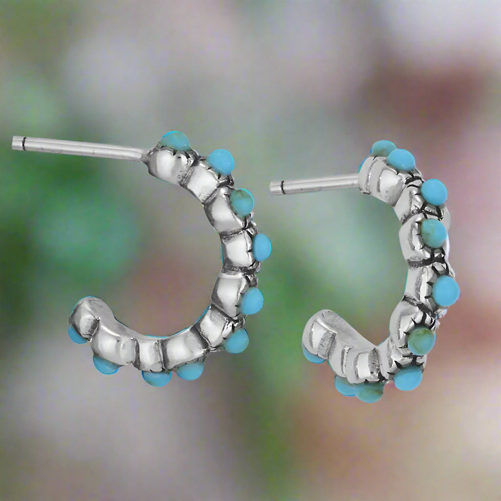 Tiger Mountain Fairy Tears Turquoise Sterling Silver Earrings-E4383