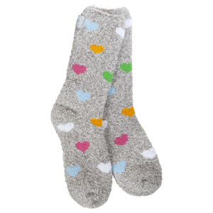 Crescent Sock Company Holiday Spring Light Weight Cozy Crew-Heartfelt Multi Grey