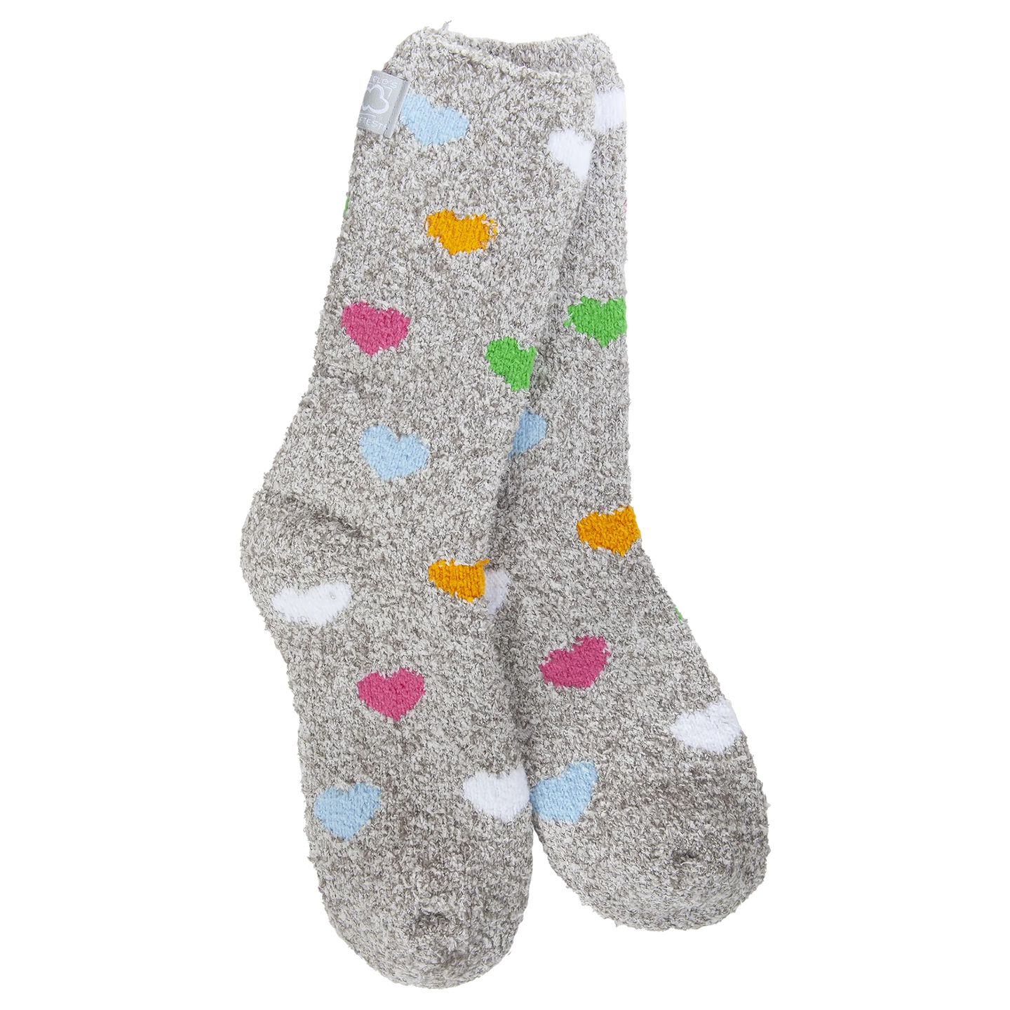 Crescent Sock Company Holiday Spring Light Weight Cozy Crew-Heartfelt Multi Grey