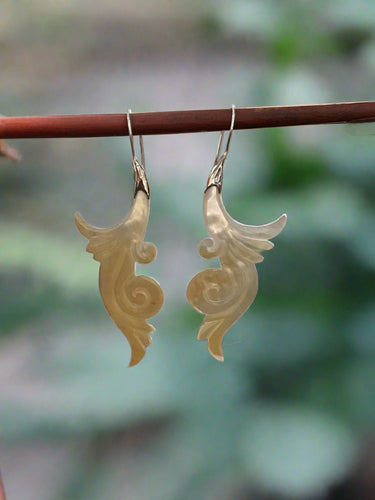 DeCorte Silver Hand Carved Shell Earrings