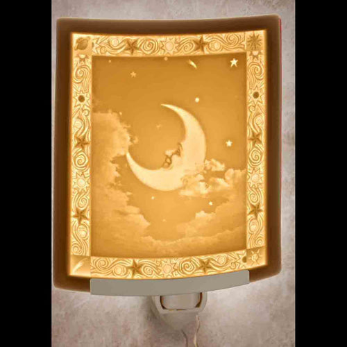 The Porcelain Garden Lithophane Nightlight- MAN IN THE MOON-NR15