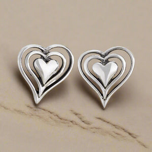Tiger Mountain Heartbeat Sterling Silver Heart Stud Earrings- E4448