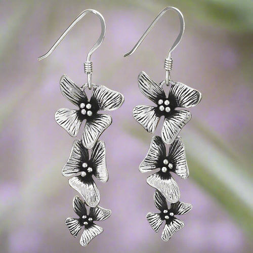 Tiger Mountain Jewelry Tres Flores Sterling Silver Earrings-E4117