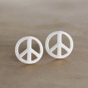 Tiger Mountain Peace Sign Sterling Silver Stud Earrings- E4989