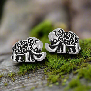 Tiger Mountain Jewelry Fancy Elephant Sterling Silver Stud Earrings- E3874